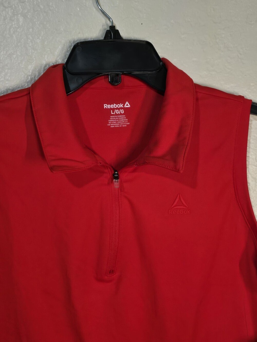 Reebok Women's Red Sleeveless Athletic Polo Tank Top Zip-Front Sz L - Picture 2 of 9